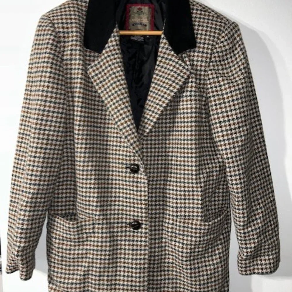 Ventura Quality Blazer Houndstooth Jacket Women's Size M Medium EUC Wool Acrylic